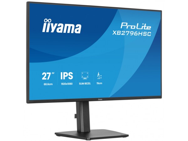 Monitor Iiyama 68,6 cm (27") XB2796HSC-B1 1920x1080 144Hz IPS 3ms VGA HDMI 2xUSB-C 65W USB3.2 USB-C-Out Pivot Zvočniki  sRGB96% ProLite
