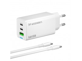 Hišni polnilec 100-240V => 2xUSB-C 1xUSB-A 65W GaN s kablom USB-C 1,0m Wozinsky (WDCCBC)