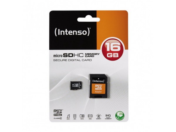 Spominska kartica SDHC-Micro 16GB Intenso 90MB/s 90MB/s U1 UHS-I (3423470) adapter