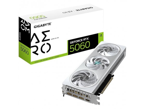 Grafična kartica nVidia RTX5060 GigaByte AERO OC bela - 8GB GDDR7 (GV-N5060AERO-OC-8GD)