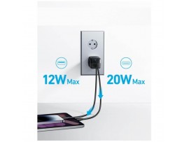 Hišni polnilec 100-240V => 1x USB-C in 1x USB-A 33W za mobilni telefon ali tablični računalnik Anker 323 PIQ 3.0 črn (A2331G11)