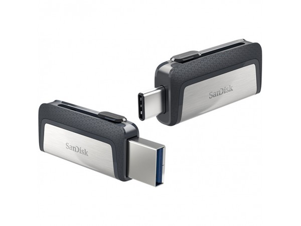 Spominski ključek 32GB USB 3.2/USB-C Sandisk Ultra Dual 150MB/s plastičen drsni srebrno-črn (SDDDC2-032G-G46)