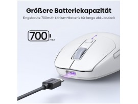Miš brezžična + Bluetooth USB-C Ugreen UGRTI-15629 5000DPI 700mAh vgrajena baterija 5 gumbov bela (15629)