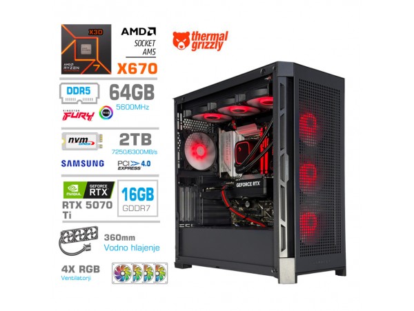 Računalnik MEGA TWR S11 R7-9800X3D/RTX5070Ti/64GB-DDR5/2TB-4.0/1050W/Brez OS/črna RGB