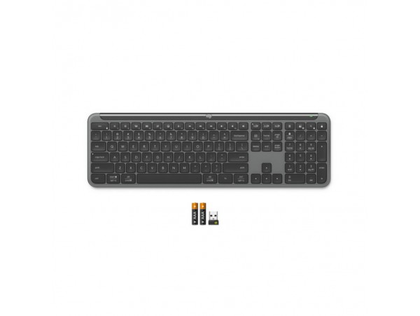 Tipkovnica brezžična + Bluetooth Logitech Signature Slim K950 US international | SLO gravura grafitna (920-012465)