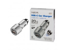 Avto polnilec 12V/24V => 1x USB-C 1x USB-A 20W QC srebrn LogiLink (PA0228A)