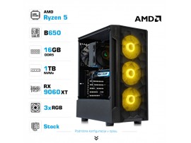 Računalnik MEGA TWR S7 R5-7600/RX9060 XT/16GB-DDR5/1TB/750W/Brez OS RGB + Estetski napajalni kabli [Rumena / Črna]