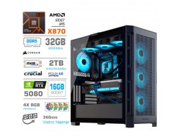 Računalnik MEGA TWR S11 R7-7800X3D/RTX5080/32GB-DDR5/2TB/1050W/Brez OS/črna RGB + Estetski napajalni kabli [Svetlo modra / Črna]