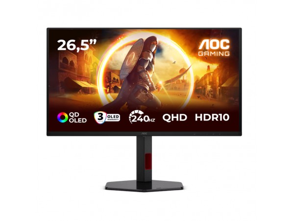 Monitor AOC 67,3 cm (26,5) Q27G4ZDR 2560x1440 Gaming 240Hz OLED 0,03ms 2xHDMI DisplayPort 2xUSB3.2 Pivot  2H DCI-P3-99% AdaptiveSync G-Sync Compatible HDR10 G4 PiP
