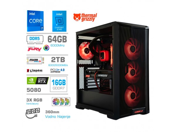 Računalnik MEGA TWR S10 i7-14700K/RTX5080/64GB-DDR5/2TB-4.0/1050W/Brez OS/črna zelena / črna RGB + Estetski napajalni kabli [Rdeča / Črna]