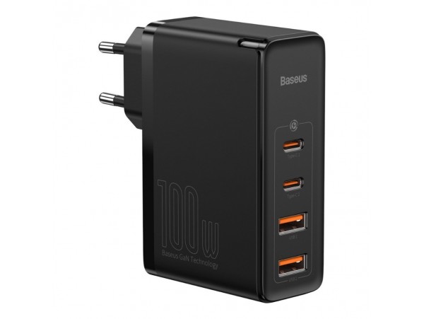 Hišni polnilec Baseus 100-240V => 2x USB-A 2x USB-C 100W GaN2 Lite PD3 QC4 SCP črn (CCGAN2L-E01) Baseus GaN2 Pro Quick Travel Charger 2x USB + 2x USB-C, 100W, EU (Black)
