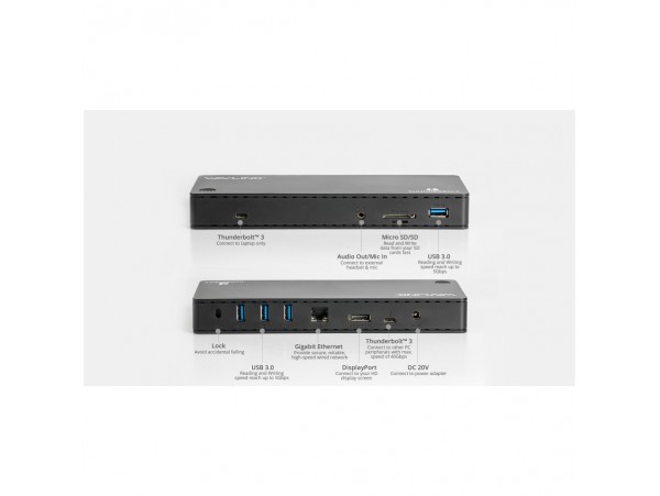 Priklopna postaja USB-C => Wavlink WL-UTD01 Thunderbolt 3 DisplayPort 4xUSB3.0 85W 1xLAN čitalec kartic SD/microSD (WL-UTD01/WL-UTD01H)