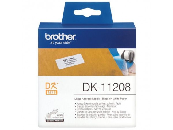 Nalepke za tiskalnik Brother DK11208 večje nalepke bela rola s črnim izpisom - 38mm x 90mm 400 kos