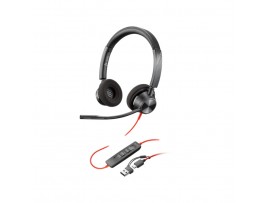 Slušalke žične Poly naglavne z mikrofonom USB-C/USB-A Blackwire 3320 Stereo črna USB-C/A Adapter (8X219AA)