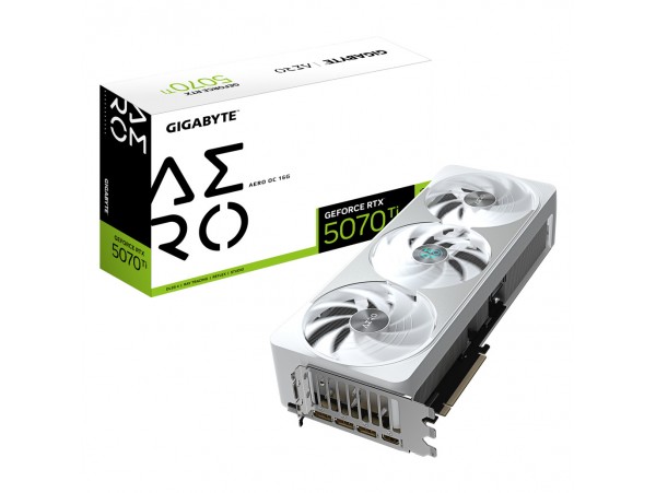 Grafična kartica nVidia RTX5070Ti GigaByte AERO OC bela - 16GB GDDR7 (GV-N507TAERO OC-16GD)