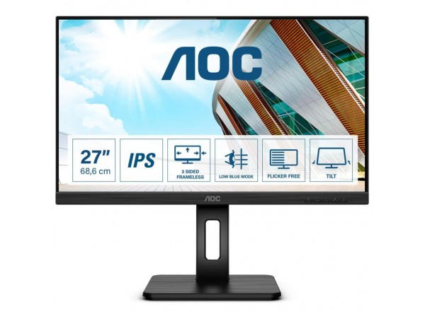 Monitor AOC 68,6 cm (27,0") 27P2Q 1920x1080 75Hz IPS 4ms VGA DVI HDMI DisplayPort 4xUSB3.2 Pivot Zvočniki  sRGB99%