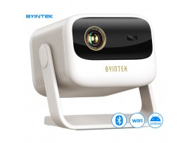 Projektor Byintek UFO U90 MAX prenosni 4LED DLP Android Dual WiFi BT 2GB/32GB polnilna baterija 700 ANSI lumnov stereo zvočniki max 4K UHD USB/HDMI/AUX +daljinec bel