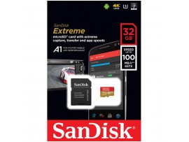 Spominska kartica microSDXC 32GB Sandisk 100MB/s/60MB/s U3 V30 UHS-I A1 +adapter Branje do 190MB/s pisanje do 130MB/s SanDisk QuickFlow (SDSQXAF-032G-GN6MA)