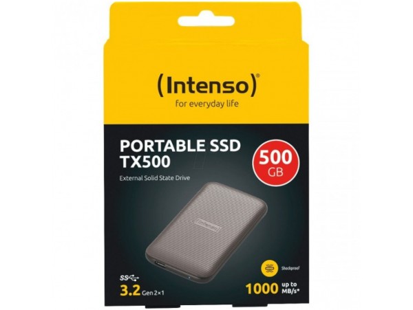 Prenosni SSD 500GB Intenso TX500, USB-C3.2, 1000/1000MB/s (3827450)