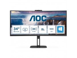 Monitor AOC 86,4 cm (34,0") CU34V5CW 3440x1440 Curved konferenca 100Hz VA 1ms HDMI DisplayPort USB-C 65W 4xUSB3.2 HAS Kamera Zvočniki 2x5W  DCI-P3-92% V5