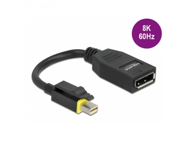 Adapter Mini DisplayPort (m) => DisplayPort (ž) 15cm 8K 60Hz z zaklepom Delock (65978)