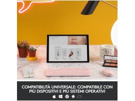 Tipkovnica Logitech brezžična K380 Multi-Device SLO mini roza SLO gravura (920-009867)