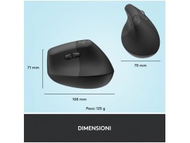 Miš brezžična + Bluetooth Logitech Lift Vertical za desničarje 4000DPI ergonomična grafitna (910-006473)