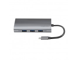 Priklopna postaja USB-C => 3x USB tip A 1xUSB-C PD 100W 1x HDMI 1x VGA1x RJ45 1x 3,5mm avdio 1x čitalec kartic SD/microSD LogiLink (UA0383) EOLS-P