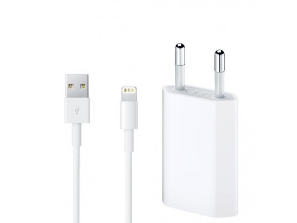 Polnilec za telefone Apple iPhone s kablom Lightning, originalni, 5W, 1A