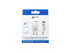 Polnilec / adapter USB-A / USB-C, mednarodni, 20 W