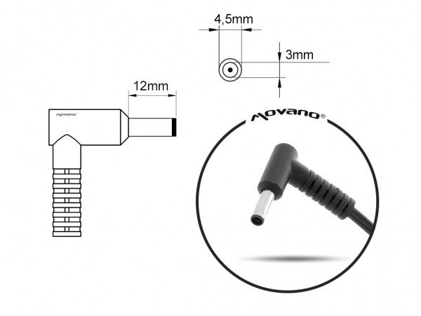 Polnilec za prenosnike Asus, 45W / 19V / 2,37A / 4,5mm x 3,0mm