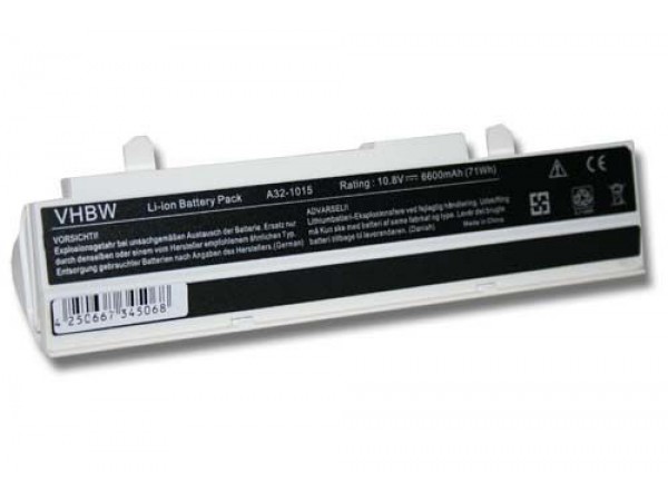 Baterija za Asus Eee PC 1011 / 1015 / 1016, bela, 6600 mAh