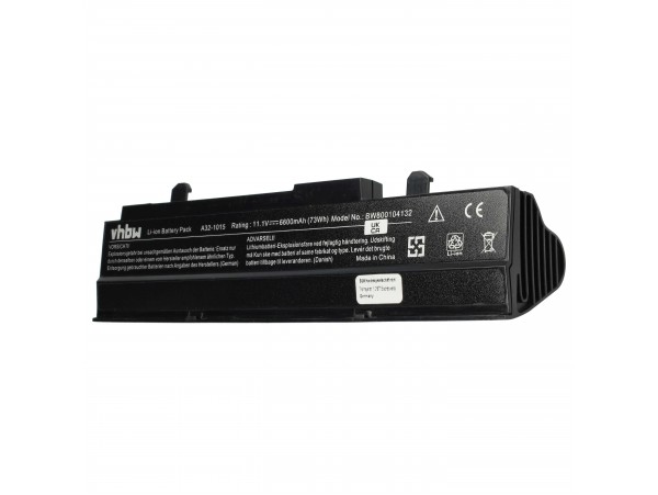 Baterija za Asus Eee PC 1011 / 1015 / 1016, črna, 6600 mAh