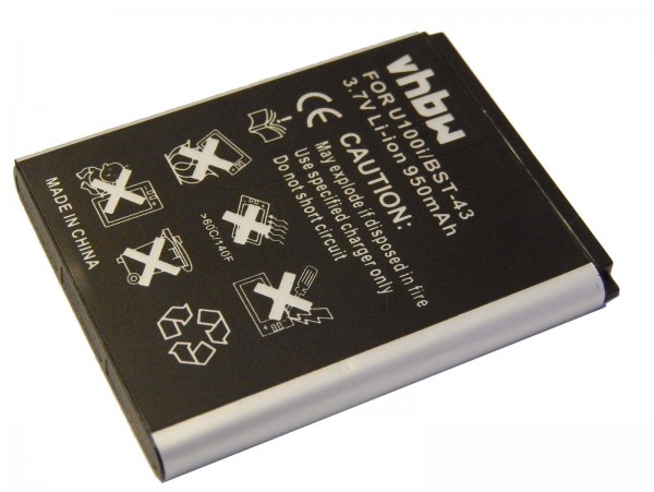 Baterija za Sony Ericsson Elm / Hazel / Yari / Txt, BST-43, 950 mAh