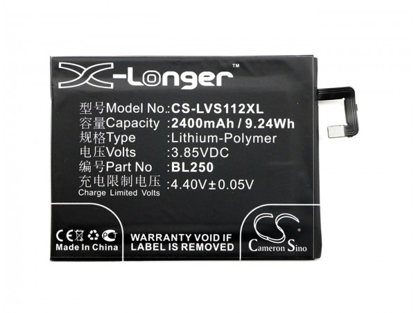 Baterija za Lenovo Vibe S1, 2400 mAh