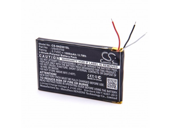 Baterija za Sony NWZ-ZX1, 1000 mAh