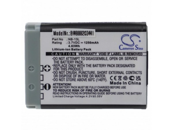 Baterija NB-13L za Canon PowerShot G7 / Powershot G7X / PowerShot G9X, 1250 mAh 