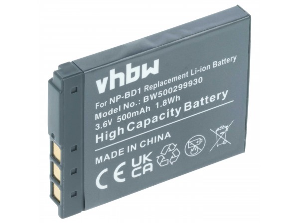 Baterija NP-BD1 za Sony Cybershot DSC-T2  / DSC-T900 / DSC-TX1, 500 mAh