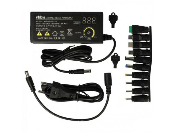Polnilec za prenosnike, univerzalni, 60W / 5V-24V